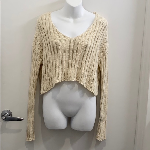 Forever 21 Sweaters - F21 Cropped Cream Knit Sweater
